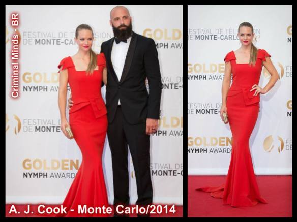 A.J. Cook e seu marido, Nathan Andersen, no baile de gala do Monte Carlo TV Festival. 