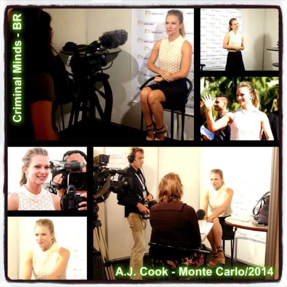 A.J. dando a entrevista para a imprensa no Monte Carlo TV Festival 2014, em Monaco, França.